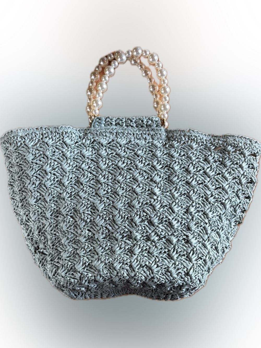 btb Los Angeles Pearl-Handle Woven Raffia Tote